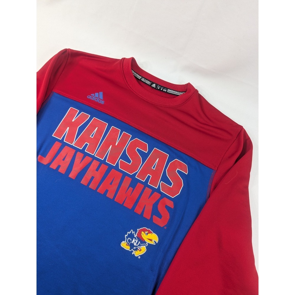 Adidas Kansas Jayhawks Long Sleeve‎ Crewneck Pullover Mens Medium Climalite